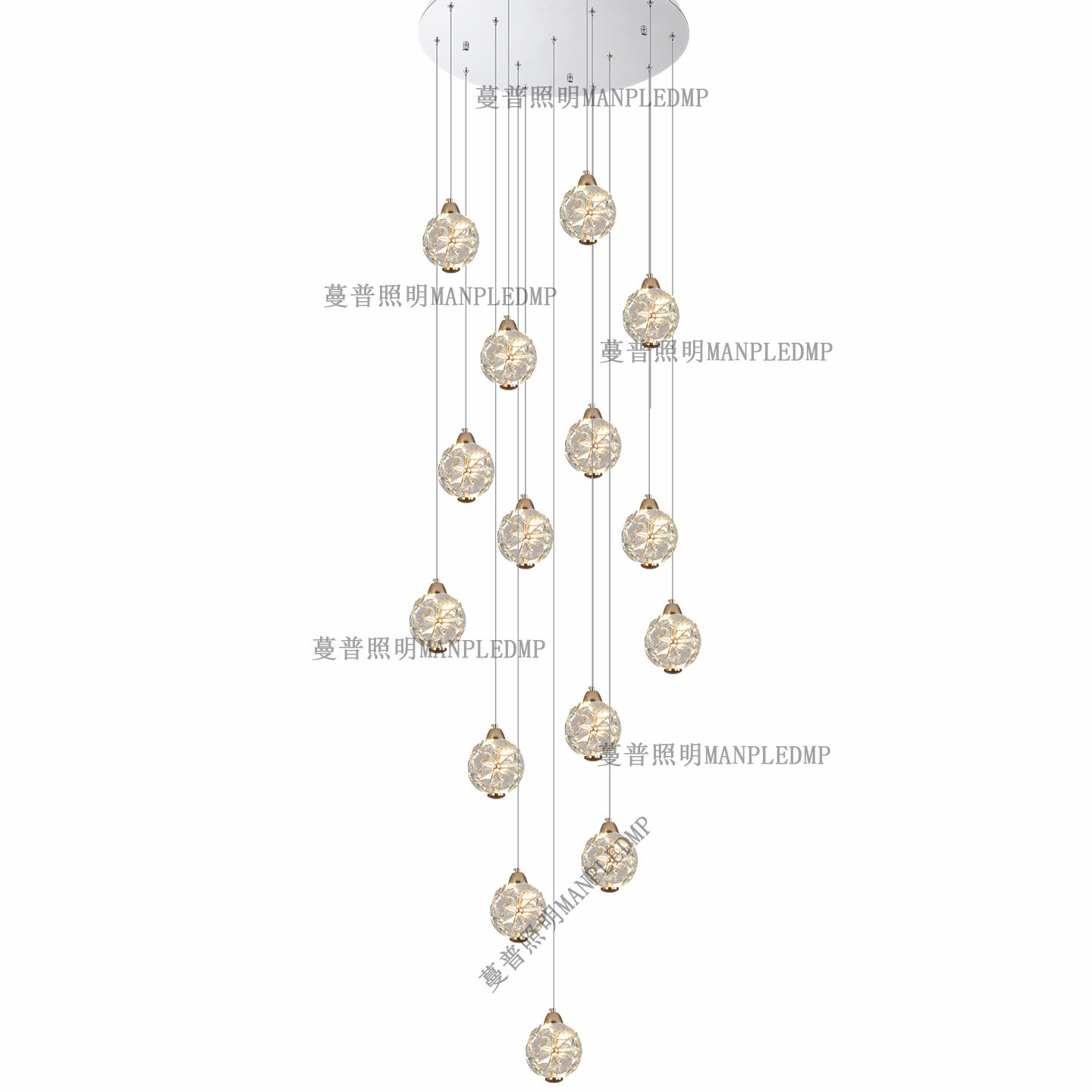 楼梯灯长吊灯花朵水晶灯复式楼现代简约轻奢别墅loft公寓客厅吊灯 - 图3