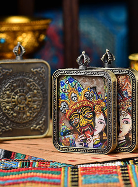 前世今生唐卡吊坠藏式嘎乌盒饰品挂件扎基拉姆护身符方卡挂坠男女