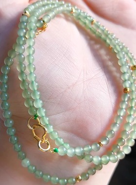 天然和田玉项链女晴水小米珠串珠毛衣链吊坠可拆卸万能链多用挂链