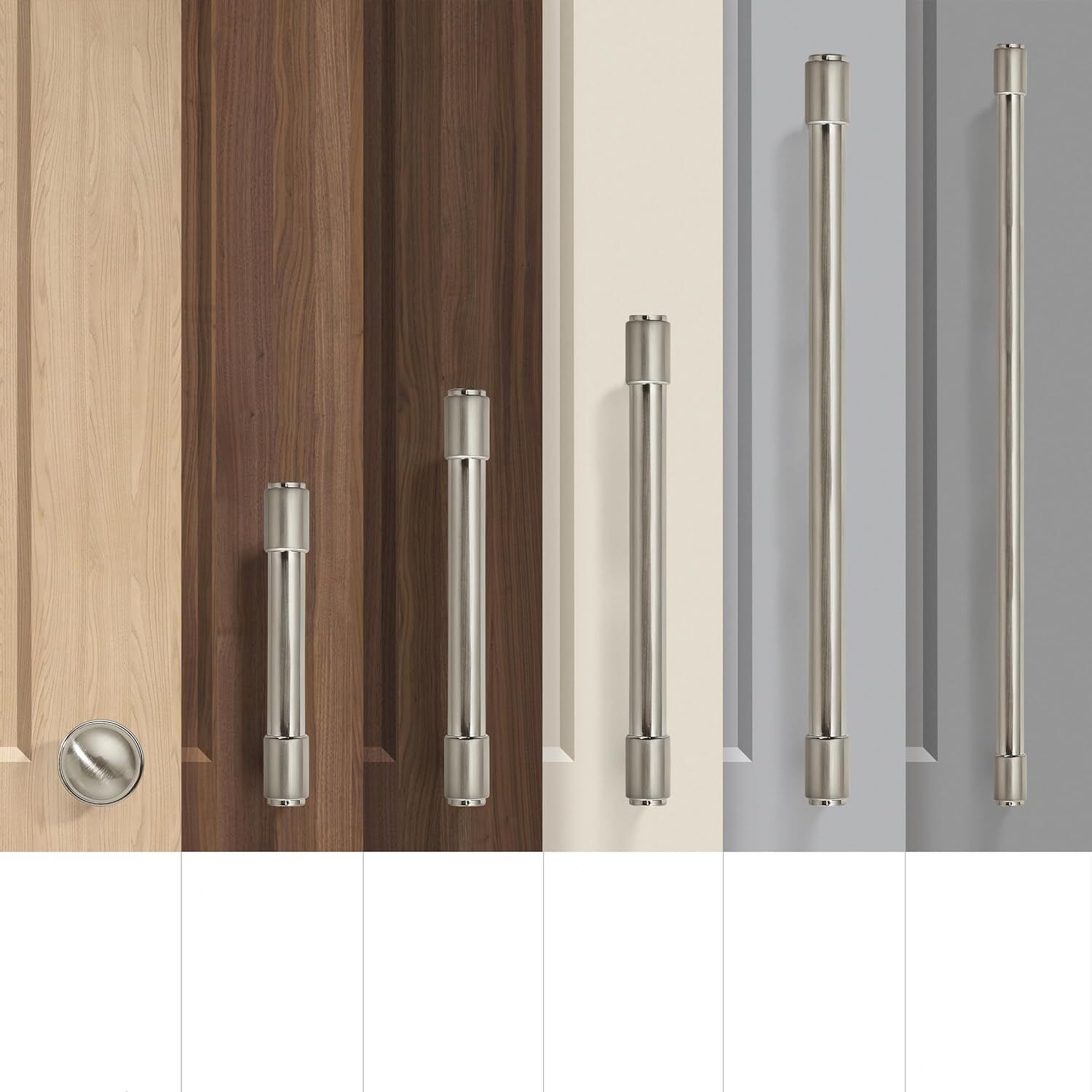 美式柜门拉手抽屉橱柜亮银色拉手厨房把手衣柜拉手鞋柜门把手 - 图0