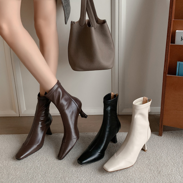 7cm短靴女细跟高跟跟瘦瘦靴弹力通勤女靴子职业时装靴秋 - 图2