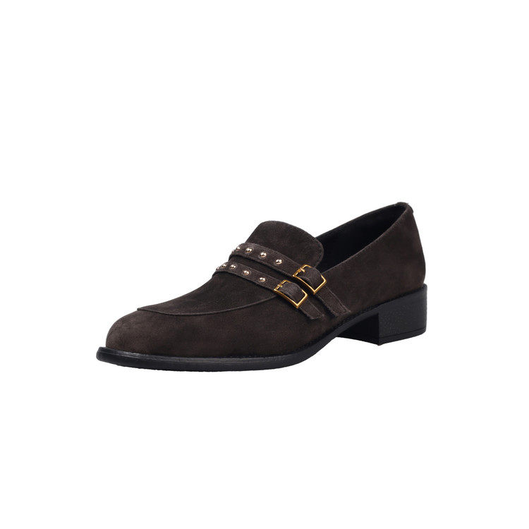 3.5cm英伦风羊反绒面乐福鞋粗跟深口单鞋妈妈皮鞋中跟一脚蹬女鞋,淘宝优惠券,粉丝福利购,淘宝优惠卷