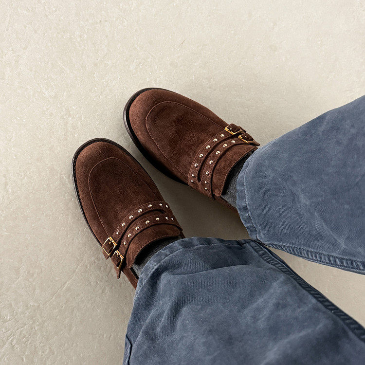 3.5cm英伦风羊反绒面乐福鞋粗跟深口单鞋妈妈皮鞋中跟一脚蹬女鞋,淘宝优惠券,粉丝福利购,淘宝优惠卷