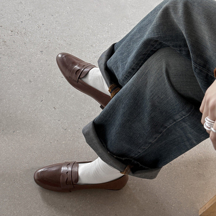 1cm真皮复古乐福鞋女平底豆豆鞋休闲百搭老钱风单鞋一脚蹬小皮鞋,淘宝优惠券,粉丝福利购,淘宝优惠卷