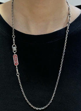 S925复古貔貅太角项链男女潮五路财神国风小众时尚个性百搭毛衣链