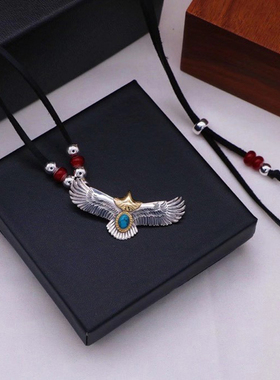 925银点金飞鹰羽毛吊坠