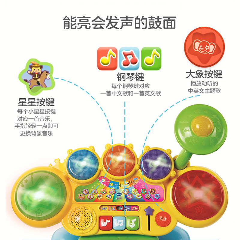 vtech大象声光多功能初学者架子鼓 上海台瑞母婴架子鼓