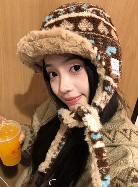 冬季新款费尔岛加厚毛绒雷锋帽女