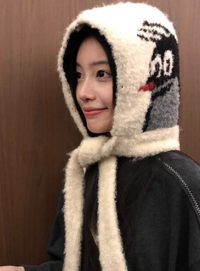 冬季新款可爱巴拉克拉法针织帽女