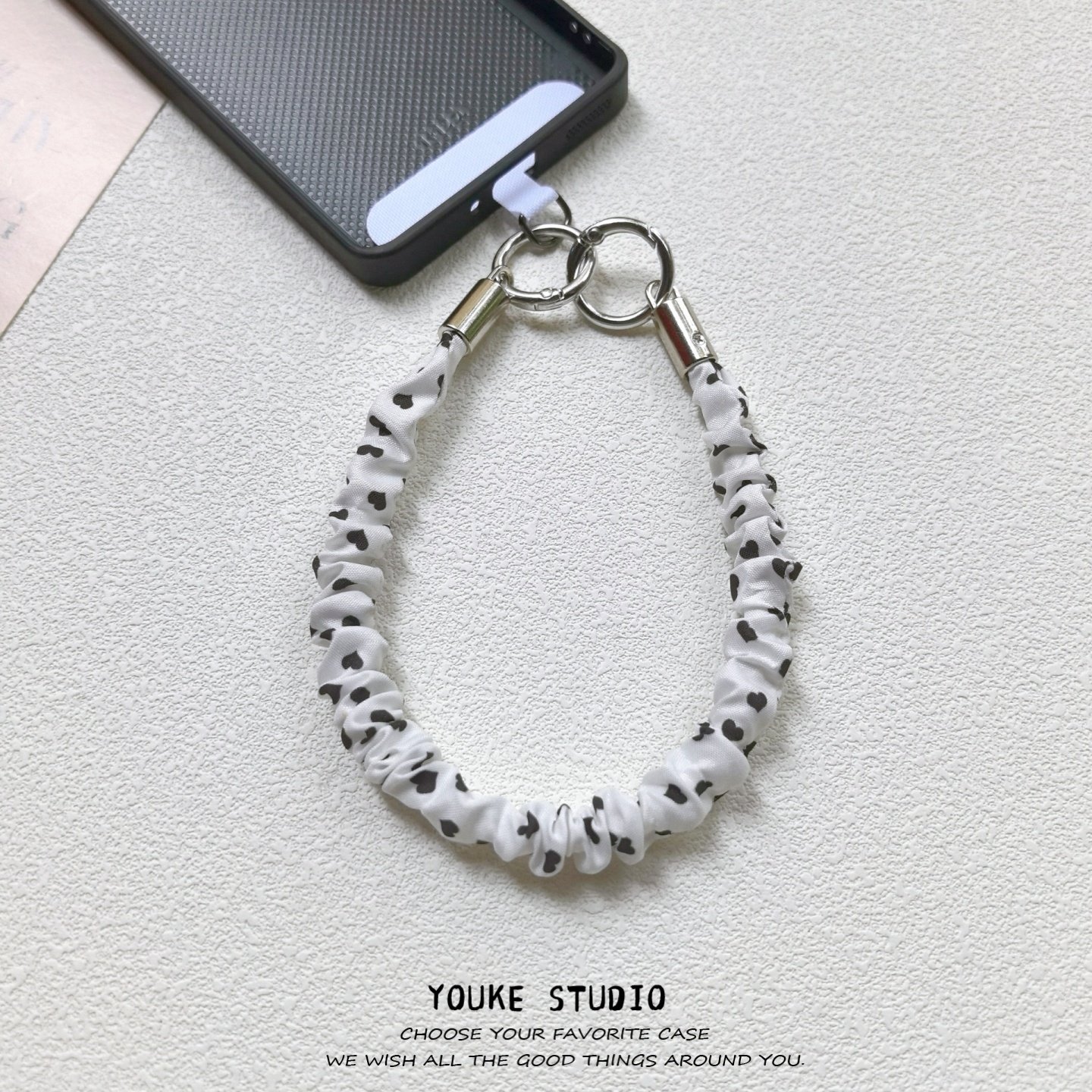 ins日韩爱心布艺个性短绳手腕绳带夹片手机壳挂绳短款手绳ccd相机,淘宝优惠券,粉丝福利购,淘宝优惠卷