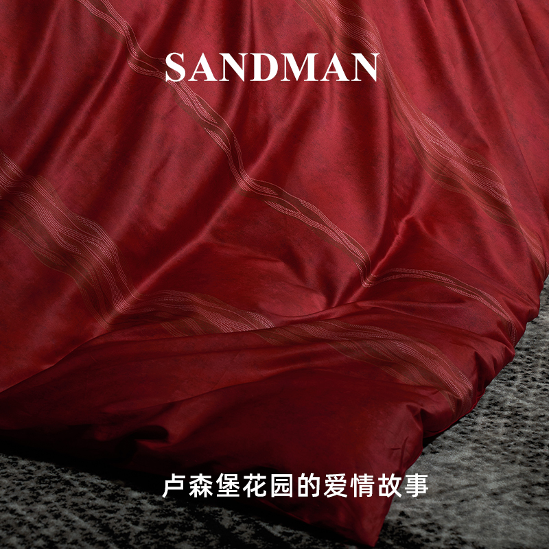 SANDMAN远古之都100支结婚床上四件套婚嫁床单婚庆红色被套婚房 - 图2