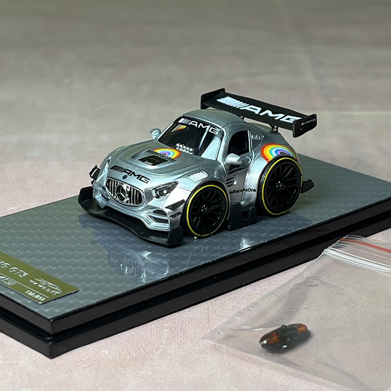 YM ERA Q 蛋车 1:64 奔驰 AMG GT3 安全 Q车 树脂 车模 彩虹 灰银 - 图0