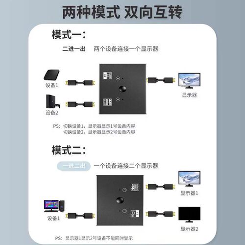 悦智人心HDMI分配器切换器一分二分线器4K高清线2进1出电视机2进1 - 图1