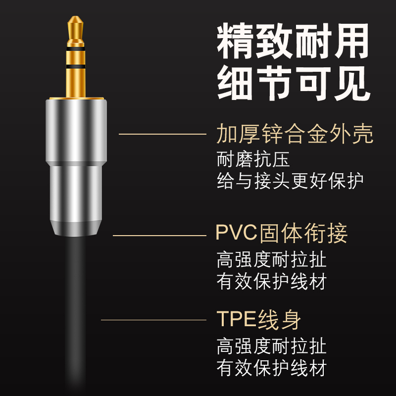 悦智人心aux音频线车用3.5mm公对公车载电脑音箱发烧级高保真屏蔽两双头耳机通用手机笔记本电脑汽车音响连接 - 图2