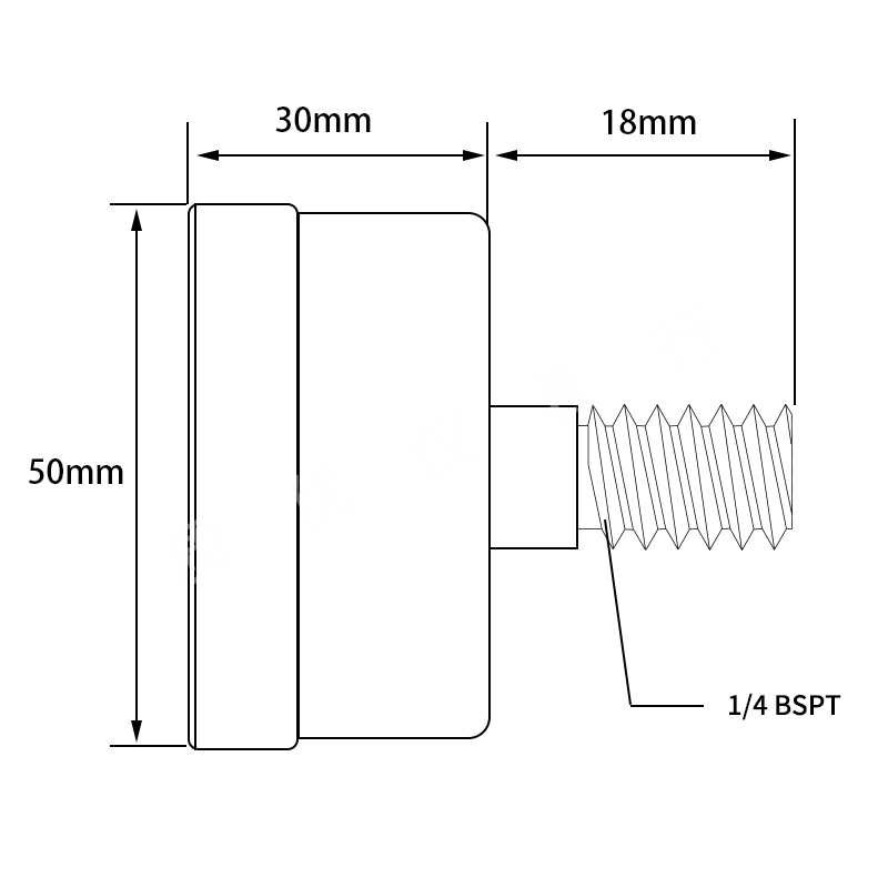 0～-30inHg 0～-1bar50mm直径1/4BSPT真空压力表水压气压表油压表-图2