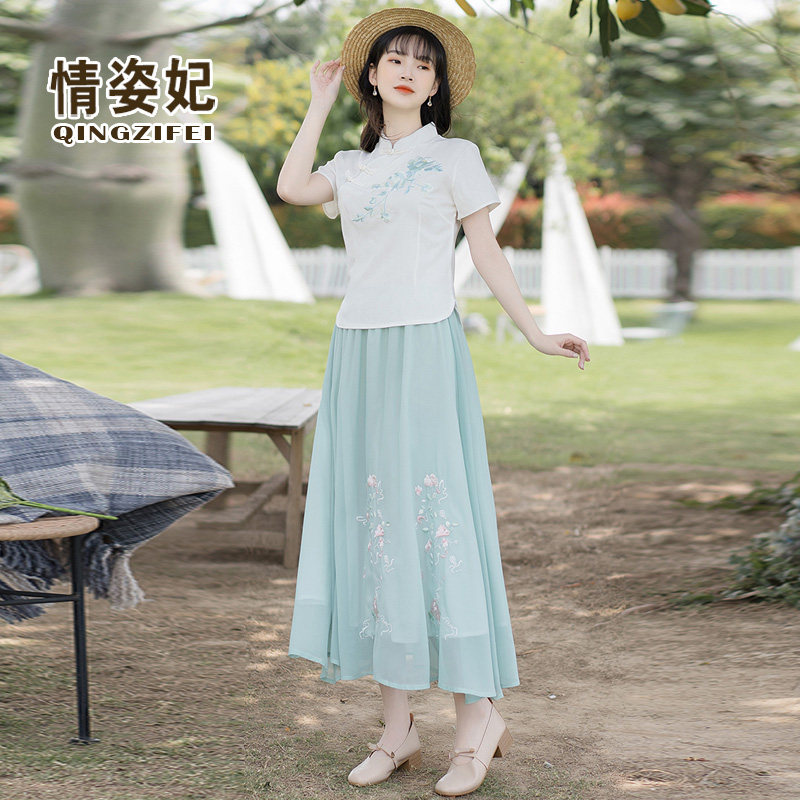 中国风大码绣花茶服复古唐装汉服 情姿妃上衣