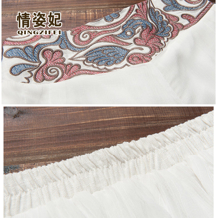 春夏民族风绣花雪纺文艺高腰休闲裤 情姿妃休闲裤