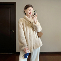 2023 Romantics pair up the collar to import whole mink and mink fur coat with a new winter in the middle of the season