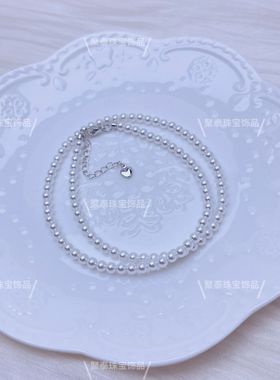 4mm冷光白施家珠小米珠项链锁骨链全珠链