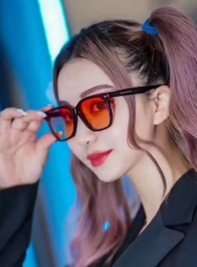 情侣韩版绿色方形眼镜男女高级感ins墨镜潮大框圆脸显脸小太阳镜