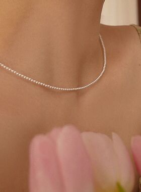 爆款2mm极细珍珠项链女夏设计感2023新款小米粒珍珠锁骨链爆款