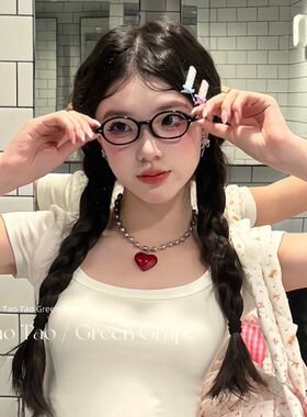 甜酷辣妹风红色爱心项链女卫衣链颈链小众高级感2024新款