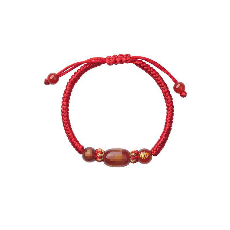 红绳手链女本命年太岁化编织幸运红手绳男玛瑙手串礼物护身符好运