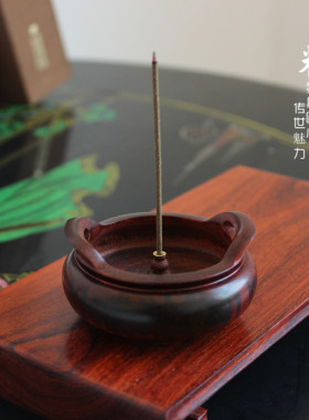 宣德炉工艺品线香插印度小叶紫檀