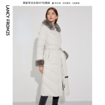 Longi Otto Rabbit Real Fur Collar Goose Down Clothes Woman 2023 Autumn Winter New Long Style Thickened Down Jacket Coat Big Coat