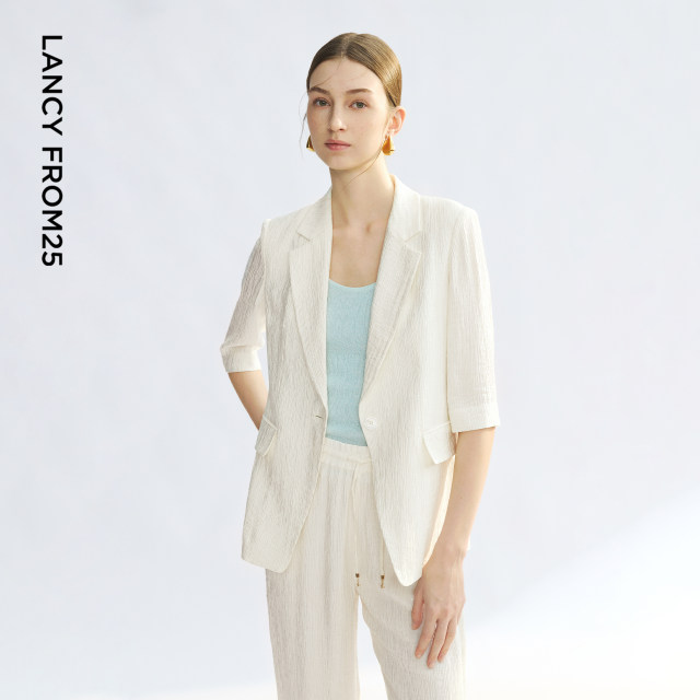 Langzi 25 old money wind pleated suit white gray professional commuter high-end summer new commuter jacket ບາງໆ