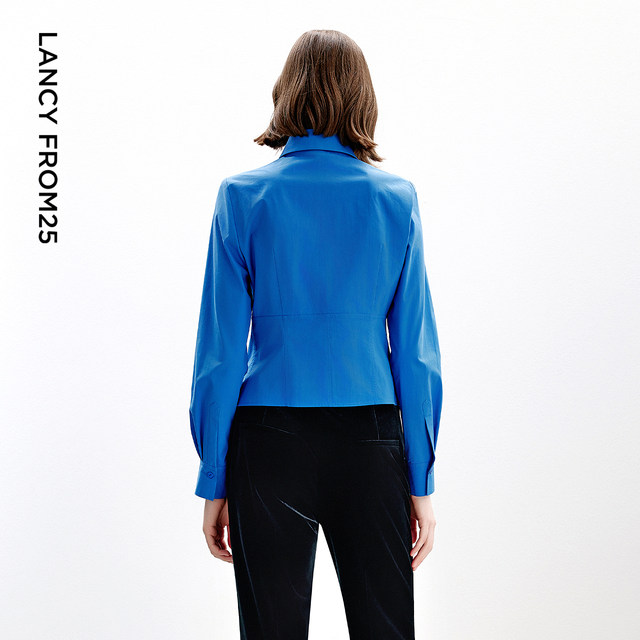 Langzi long-sleeved shirt, elegant top for commuting, high-end retro, 2024 autumn new white shirt design