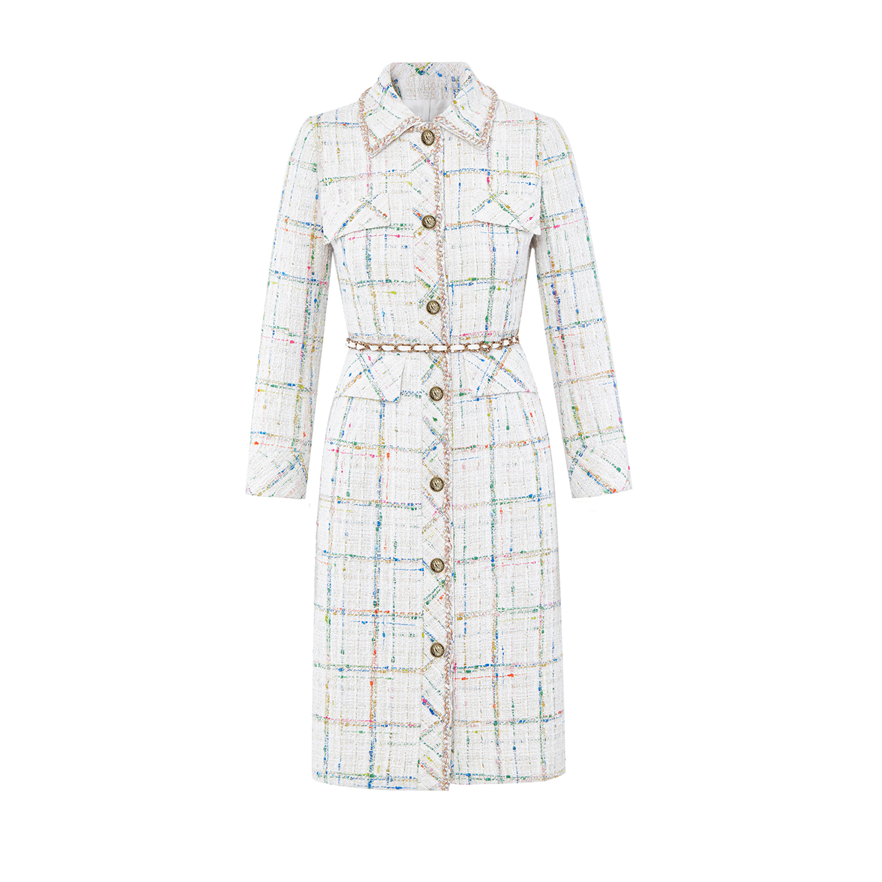 朗姿高定小香风肌理感编织连衣裙 朗姿连衣裙