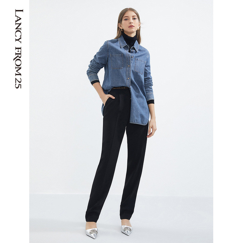 白鹿同款朗姿2021年冬季新款棉衬衫 朗姿衬衫