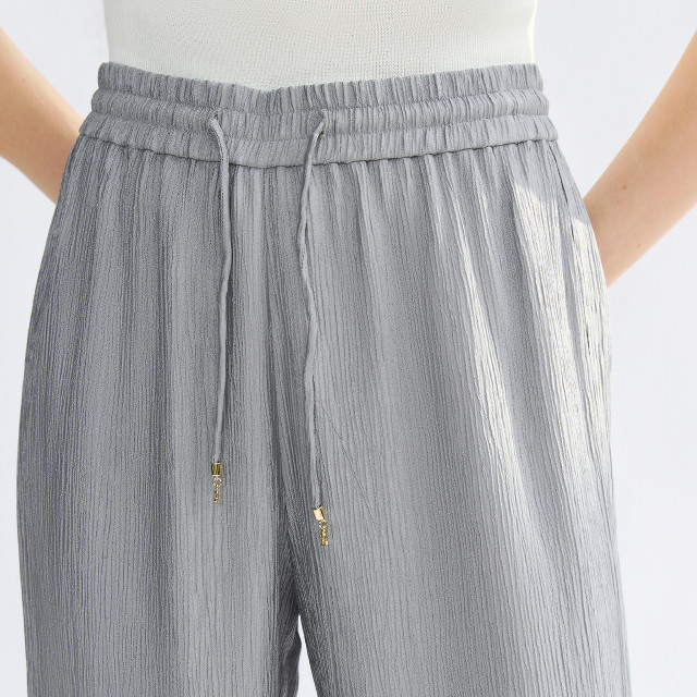 Langzi 25 commuting style casual elastic waist drape texture straight loose pants relaxed feeling trousers new summer style