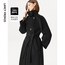 The Longpose method pure wool light and luxurious double face Temperament Inglust Inglées Sweaty Coat Big Coat Lady Autumn Winter New