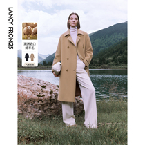 Lanzy wool Advanced Sensation Temperament in Shoulder Coat Thickening of the Long Airy Jacket Woman 2023 Winter New