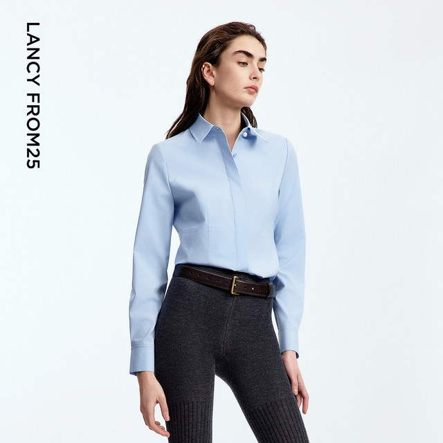 Langzi long-sleeved shirt, elegant top for commuting, high-end retro, 2024 autumn new white shirt design