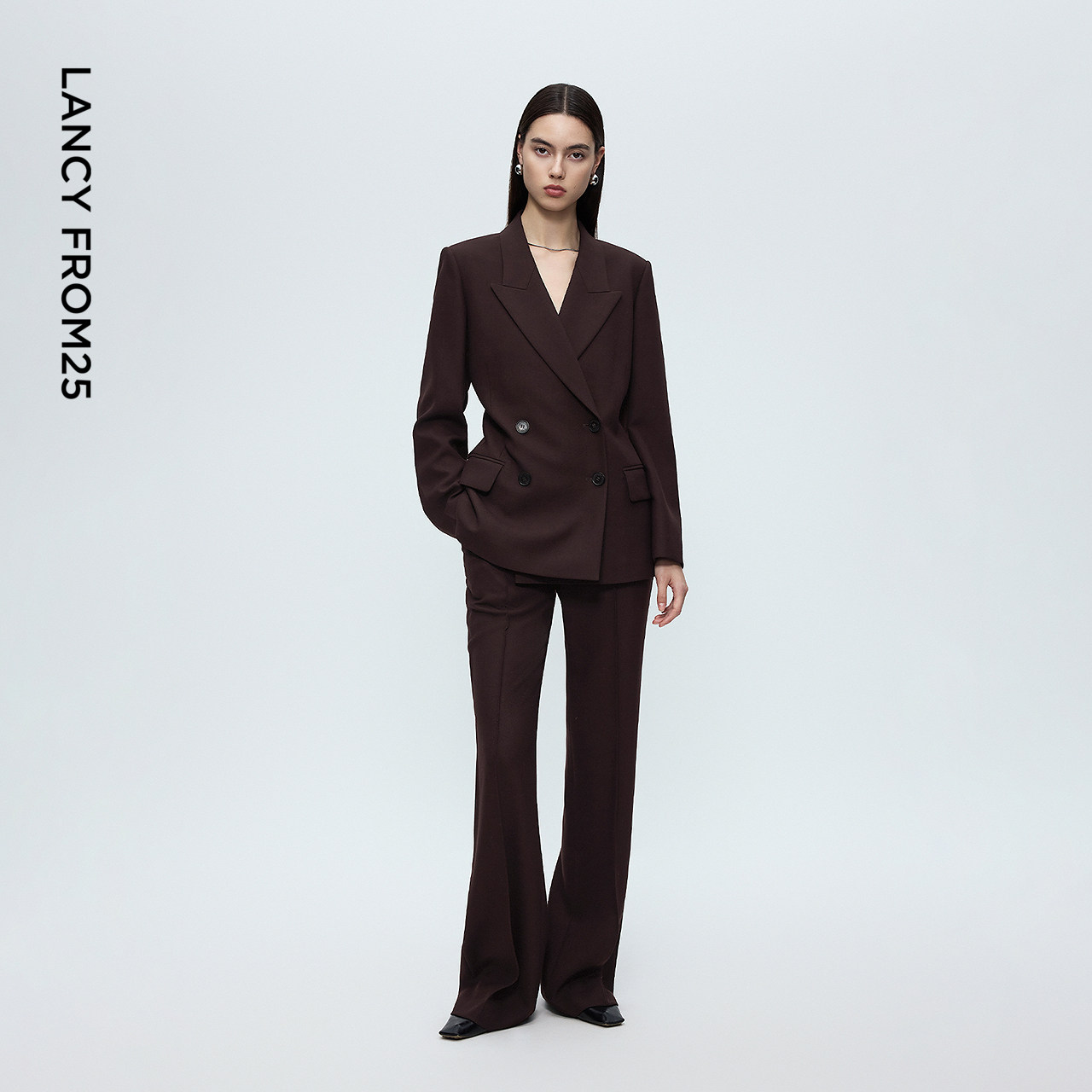朗姿安克拉红高智感西装外套/西裤双排扣优雅女2025年冬季新款女,淘宝优惠券,粉丝福利购,淘宝优惠卷
