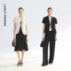 Langzi 25 flat lapel acetate short-sleeved business suit jacket black and white ol commuter style suit for women summer ຮູບແບບໃຫມ່