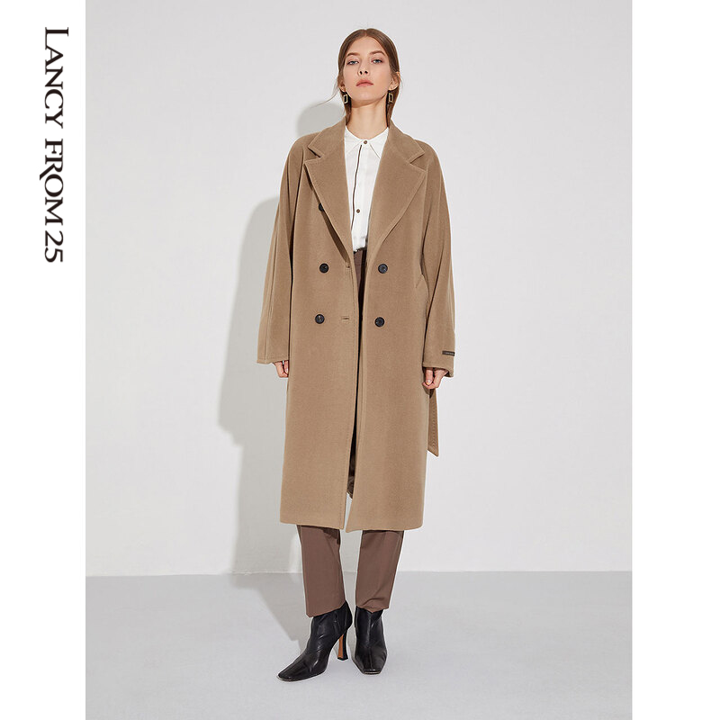 朗姿通勤商务双面全羊毛呢子大衣 朗姿毛呢外套