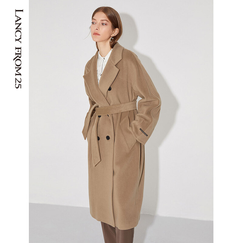 朗姿通勤商务双面全羊毛呢子大衣 朗姿毛呢外套