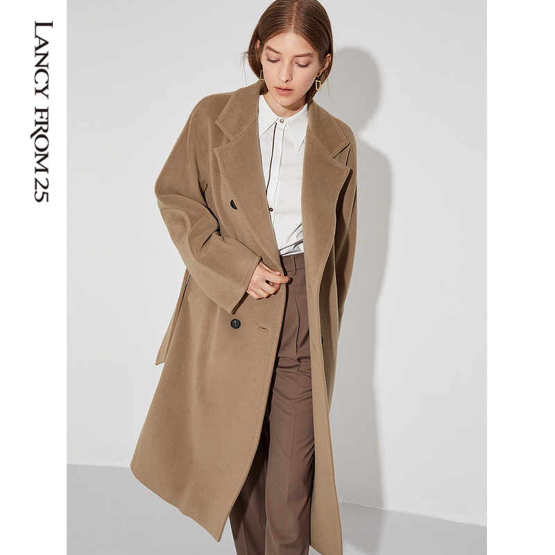 朗姿通勤商务双面全羊毛呢子大衣 朗姿毛呢外套