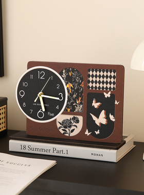 中古风电视柜台面装饰法式复古摆件轻奢高档客厅2025新款桌面时钟