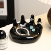 Creative palm tray ornaments, high-end niche ceramic jewelry ring storage, entrance key desktop storage rack