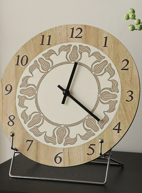 法式中古风时钟桌面摆件高级感小众客厅座钟餐边电视柜家居装饰品