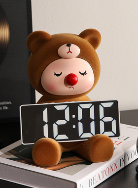 可爱治愈创意时钟摆件入户玄关酒柜客厅家居房间好物办公桌装饰品