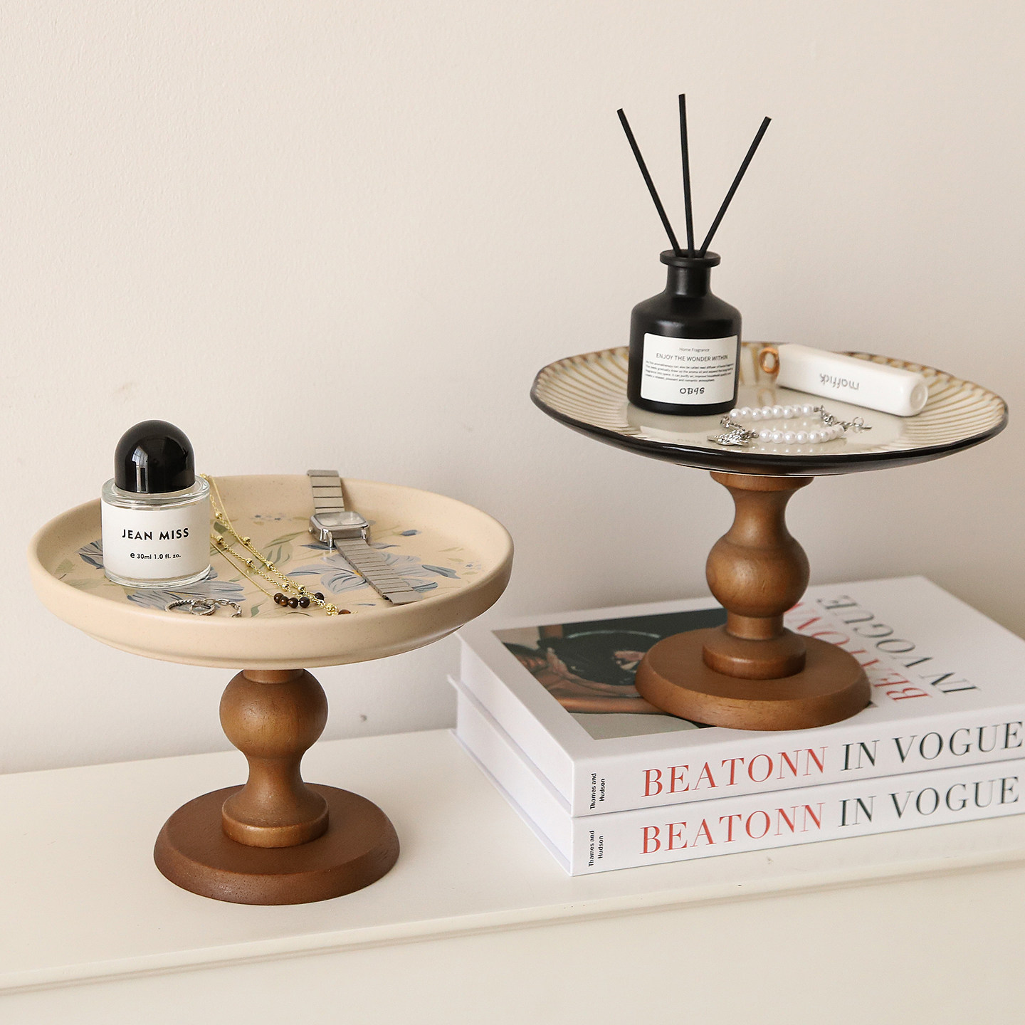 法式中古风入户玄关收纳盘首饰品展示架香薰香水高脚托盘桌面摆件,淘宝优惠券,粉丝福利购,淘宝优惠卷