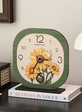 法式中古风桌面时钟摆台式座钟客厅电视柜家居装饰摆件高级感小众