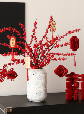 新中式复古陶瓷花瓶摆件轻奢高档客厅插花电视机柜餐桌面花艺摆设