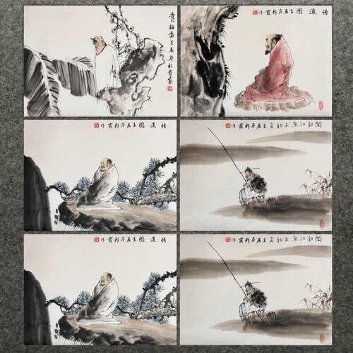 44X33CM装饰国画纯手绘禅意字画四尺六开人物画小品AS5070631-55 - 图3